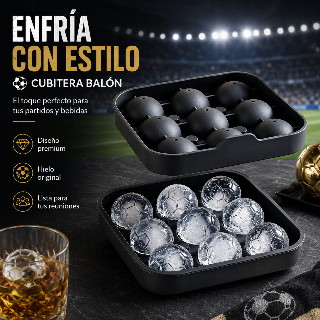 Cubitera Balón de Silicona | Molde de Hielo Redondo para Bebidas